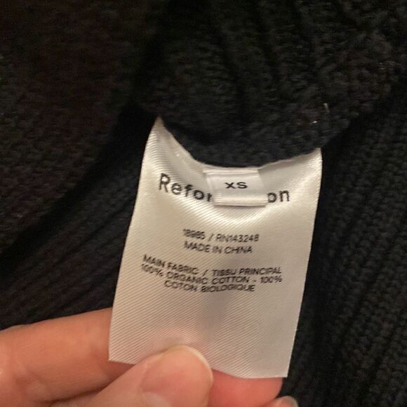 NWT Reformation Cort Short Black Ribbed Knit Boat Neck Pullover Sweater Size XS - Picture 3 of 7